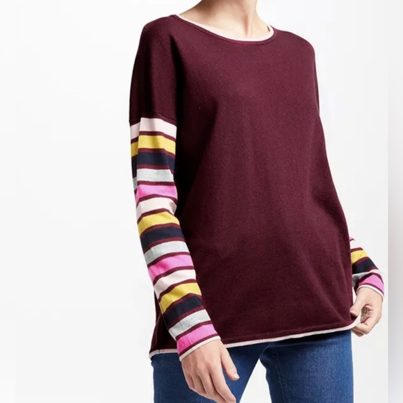 Boden Berwick Maroon Striped Sleeve Sweater - Picture 13 of 13